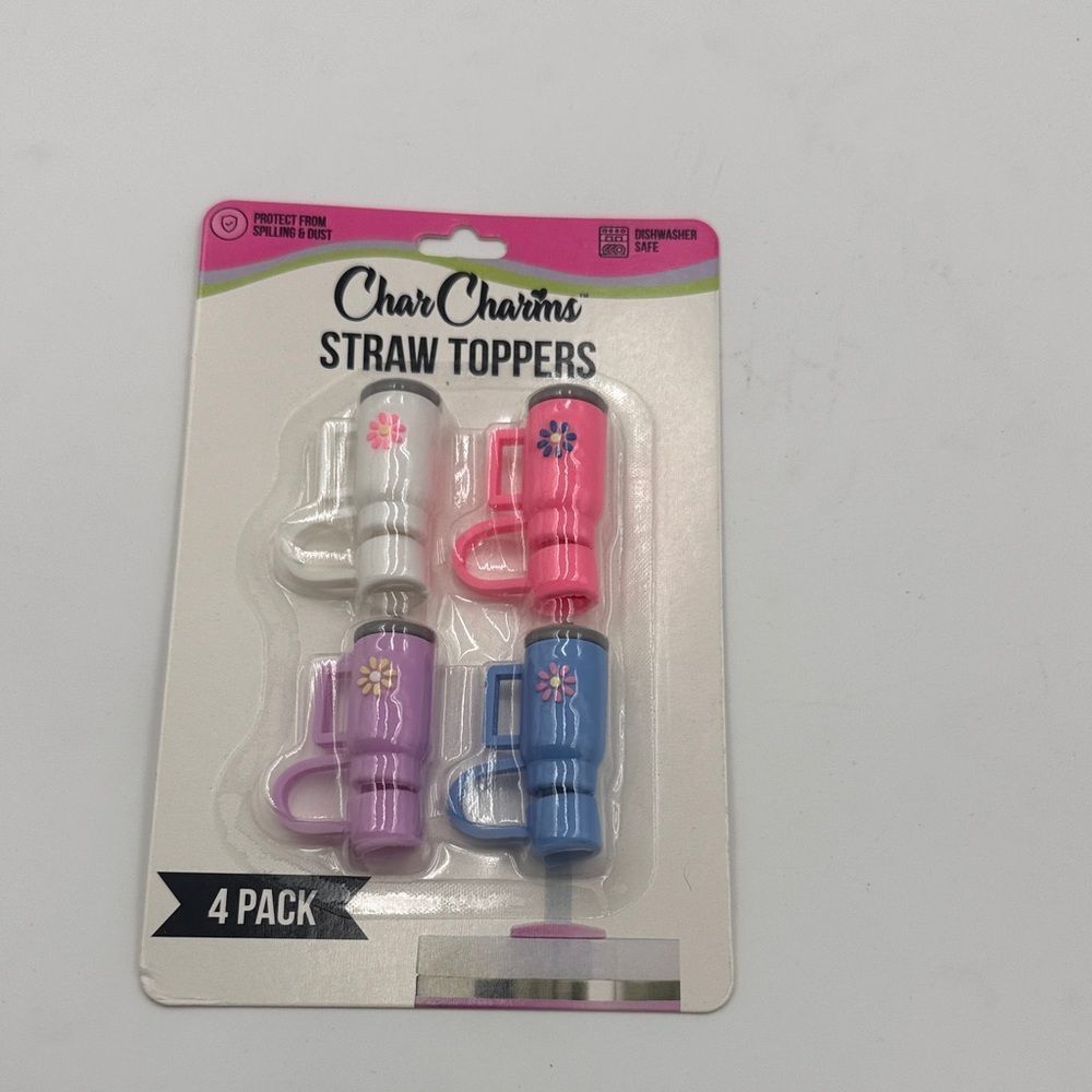 Char Charms Straw Toppers 4 Pack